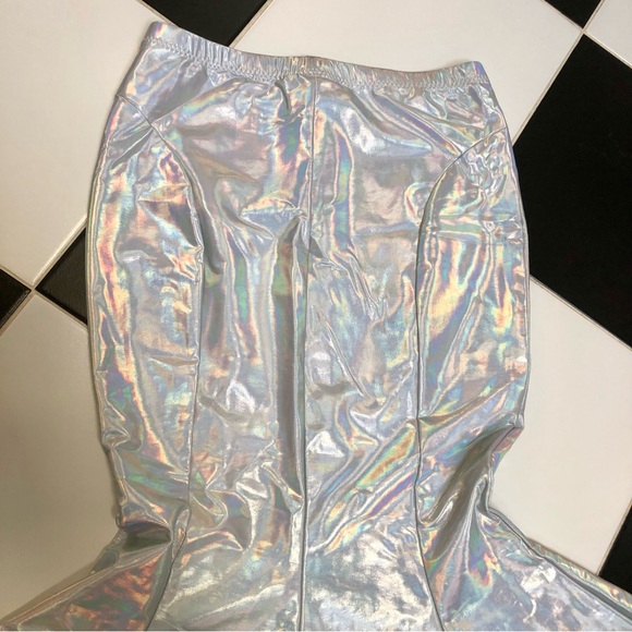 Norma Kamali Holographic Iridescent Metallic Mermaid Trumpet Midi Skirt size M - Picture 12 of 15
